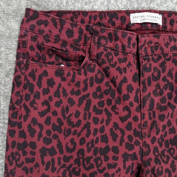Sanctuary Social Standard Ankle Skinny Leg Jeans Women Size 14 Red Leopard - Picture 4 of 12